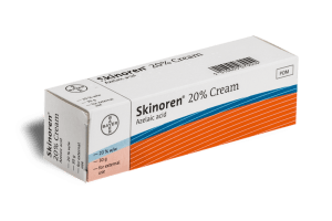 Boîte de Skinoren, accessible sans ordonnance préalable chez les pharmacies en ligne agréées